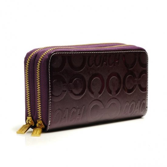 Coach In Signature Large Purple Wallets ARU - Click Image to Close